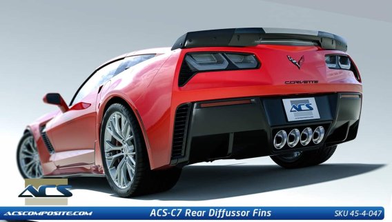 C7 2014-2018 Corvette ACS Rear Lower Bumper Diffuser Fins
