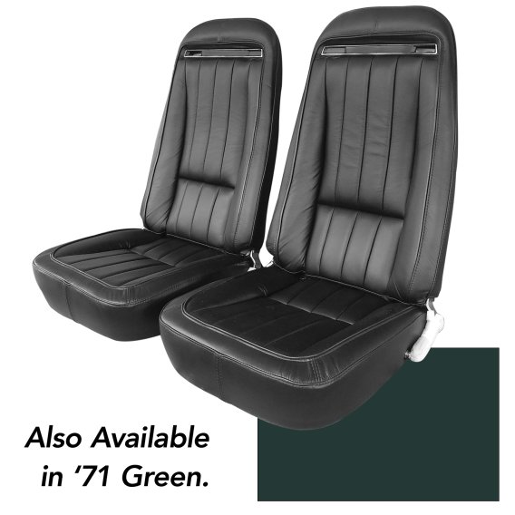Leather Seat Covers Green Leather/Vinyl Original For 1971 Corvette