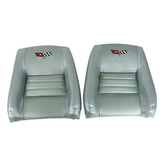 Embroidered OE Style Seat Covers Silvergreen Leather/Vinyl w/ 4" Bolster For 82 Corvette