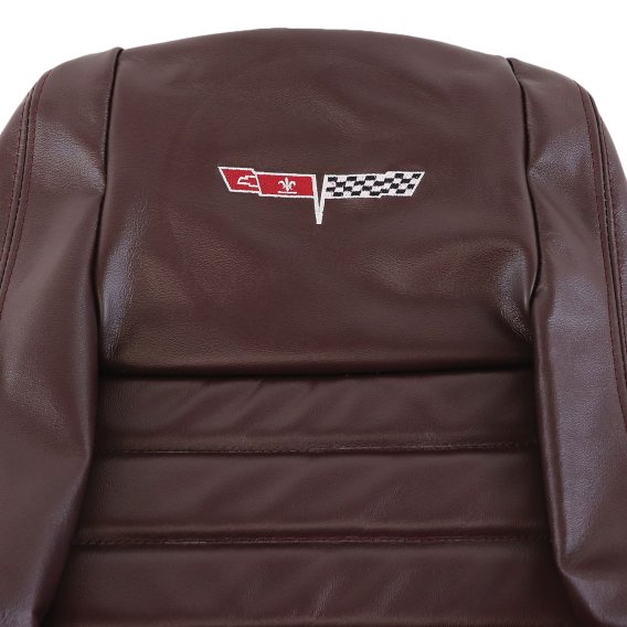 Embroidered Leather Seat Covers Claret w/ 4" Bolster For 1980 Corvette