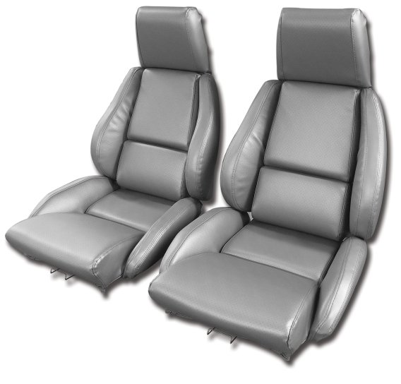 Mounted Leather-Like Vinyl Seat Covers Gray Standard For 1984-87 Corvette