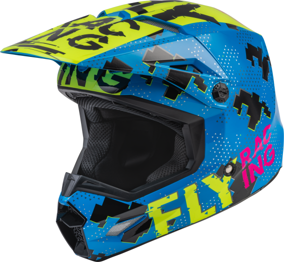 Fly Racing 2022 Youth Kinetic Scan Helmet (Blue/Hi-Vis-Pink, Youth Small)