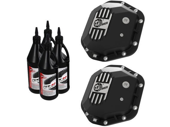 aFe Power Pro Series Dana 44 Front & Rear Diff Cover Black w/ Mach Fins 97-18 Jeep Wrangler (TJ/J...