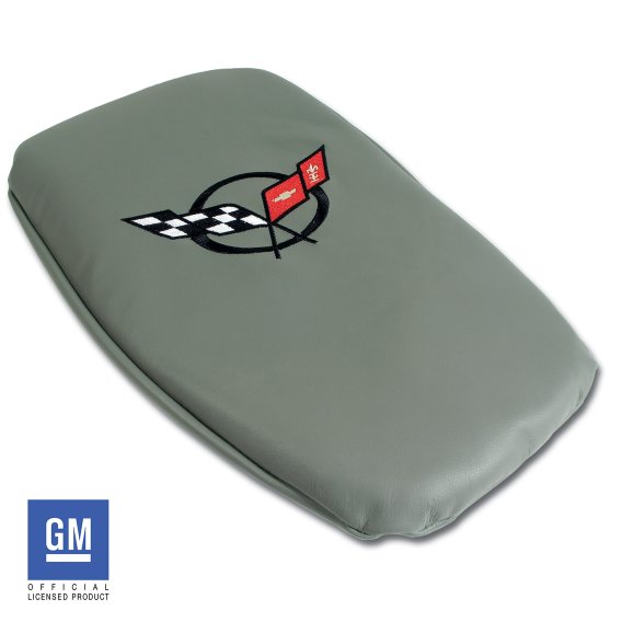 C5 1997-2004 Corvette Leather Vette Rest Gray with Black Logo