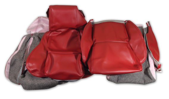468427 OE Style 100% Leather Standard Seat Covers W/O Perforated Inserts Red For 84-85 Corvette