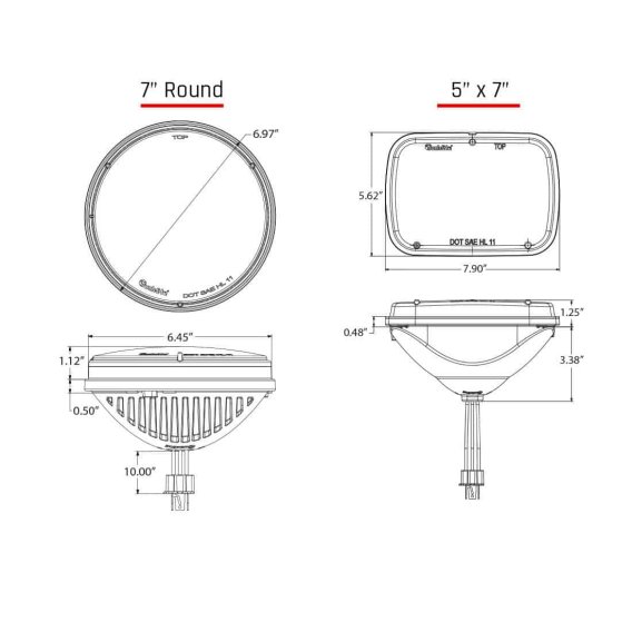7 Inch Round Headlight With PWM Adaptor Pair RIGID Industries 55000