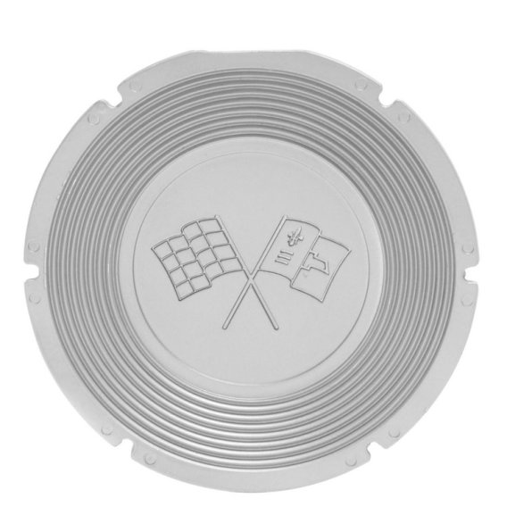 1964 Corvette Gas Lid Emblem, White Upper Left Corner, Sold as Each