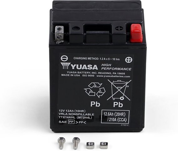 Yuasa 12V AGM Battery YTX14AHL - Factory Activated, Made in the USA