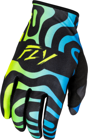 Fly Racing Men's Lite Zen Gloves (Black/Blue/Hi-Vis Yellow, Medium)