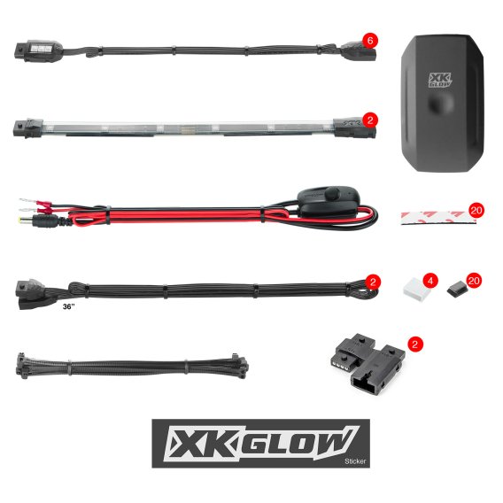 XK Glow Mini Accent Light Kit 8PC Chrome LED for Motorcycle with Bluetooth Control