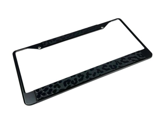 Eurosport Daytona Leopard Print Black License Plate Frame