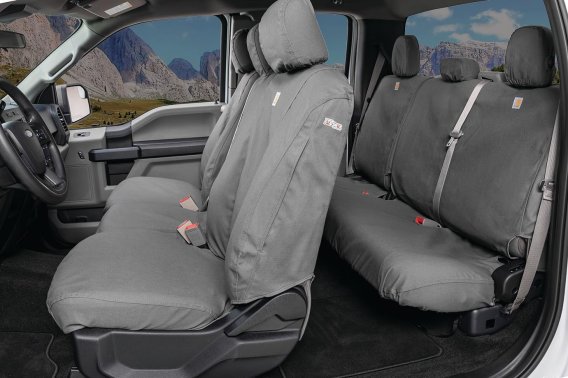 2019-2023 Ford F-250 Super Duty Covercraft SeatSaver Front Row PolyCotton Seat Cover - Grey 40/20...