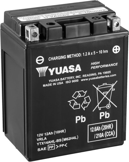 Yuasa High Performance 12V AGM Battery YTX14AHL-BS with Acid Bottle