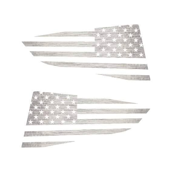 2014-2019 C7 Corvette Quarter Window Flag Decal - Chrome Brushed Steel - Standard USA Flag