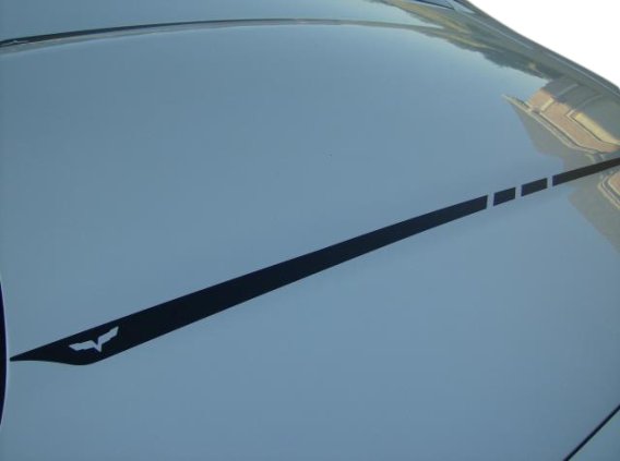 2005-2013 C6 Corvette Hood Stripes Decal Three Stripes w/ Crossed Flags Outline Black Carbon Fibe...