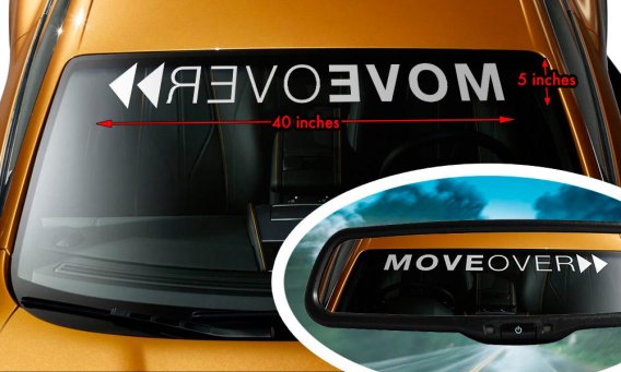 1953-2025 Corvette MOVE OVER Script Windshield Banner Decal - 45 Inch Black Carbon Fiber