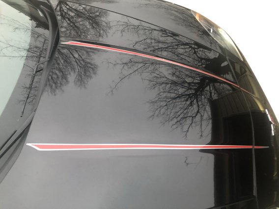 2005-2013 C6 Corvette Two-Tone Hood Stripe Decal LS3 Top Matte Black Bottom Gloss Silver