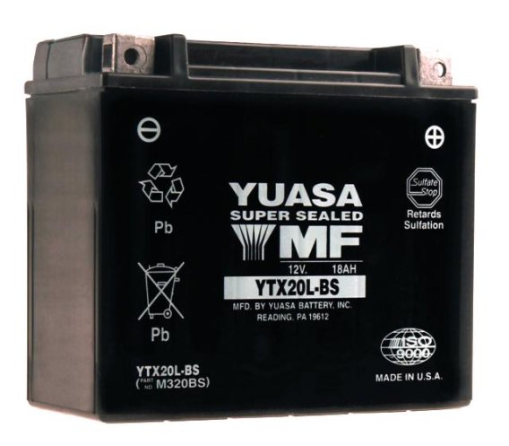 Yuasa 12V AGM Battery YTX15L-BS with Acid Bottle - Made in the USA
