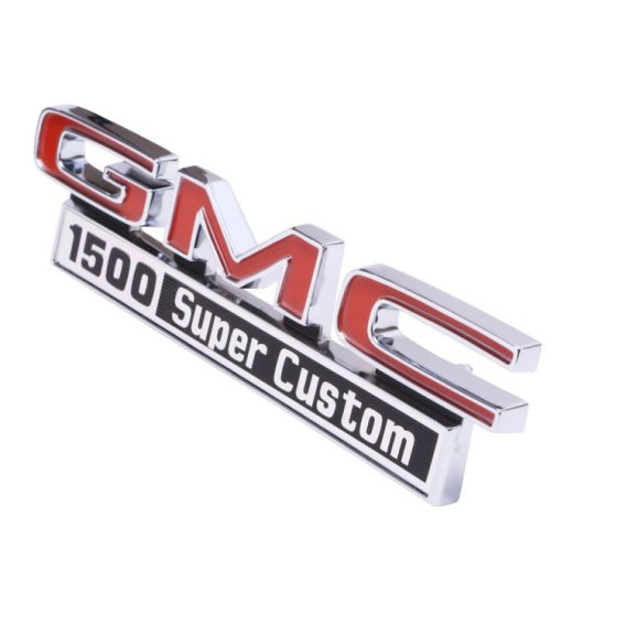 1971-1972 GMC Truck Front Fender Emblem, "GMC 1500 Super Custom", Sold as a Pair
