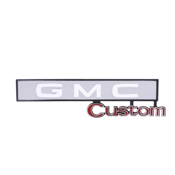 1969-1972 GMC Truck Glove Box Door Emblem, "GMC Custom", Sold as Each