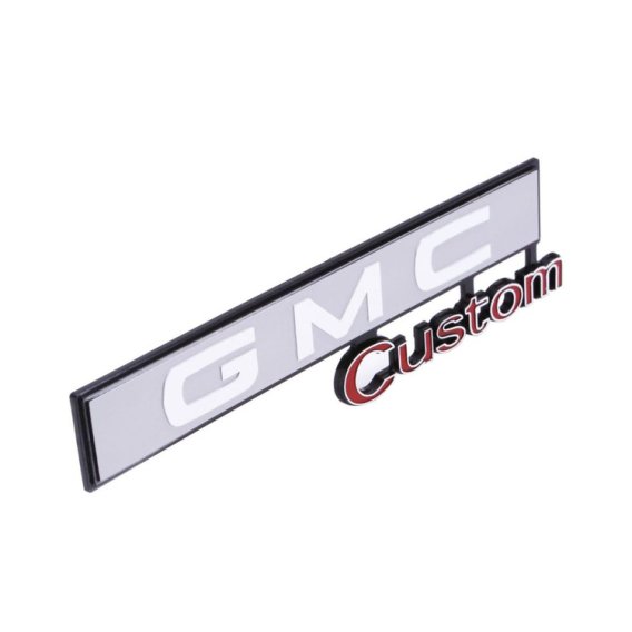 1969-1972 GMC Truck Glove Box Door Emblem, "GMC Custom", Sold as Each