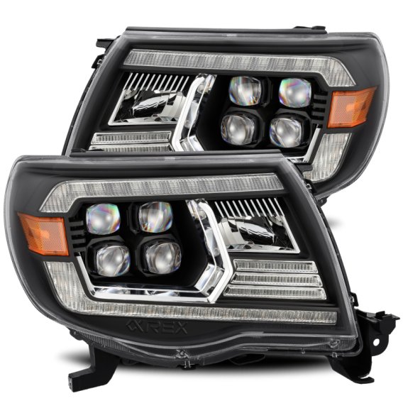 2005-2011 Toyota Tacoma AlphaRex Nova-Series LED Projector Headlights Black Lens with Activation ...