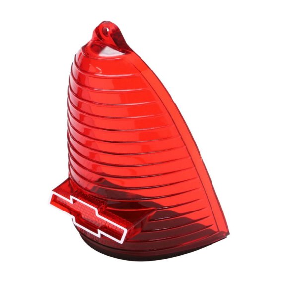 1955 Full-Size Chevrolet Red Tail Light Lens with Chrome Bowtie, Sold as a Pair