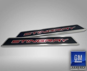 2020-2024 Corvette American Car Craft Carbon Fiber Door Sills with LED 'Corvette' Insert