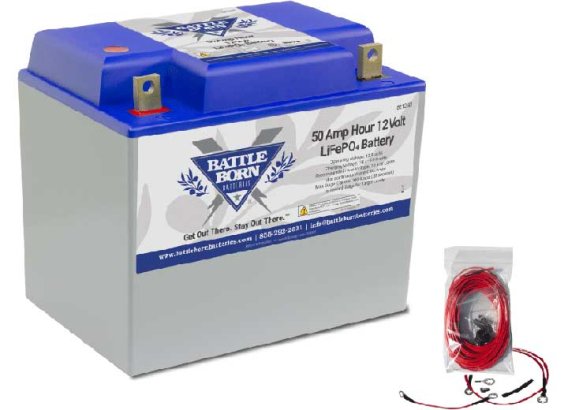 Battle Born Batteries 50Ah 12V Group 24 LiFePO4 Deep Cycle Battery BB1250