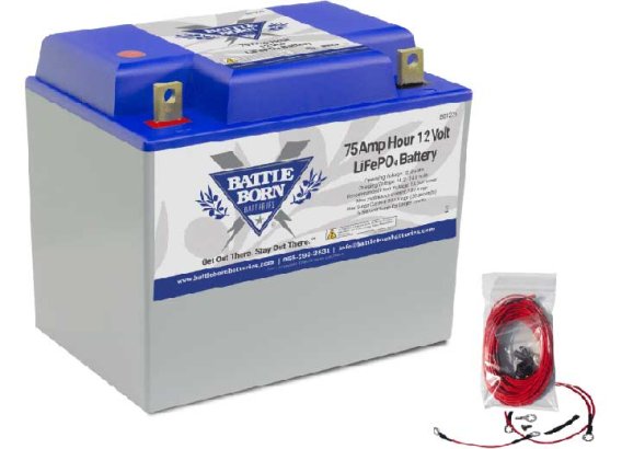 75Ah 12V Group 24 Battle Born Heated Lithium Iron Phosphate Battery Kit