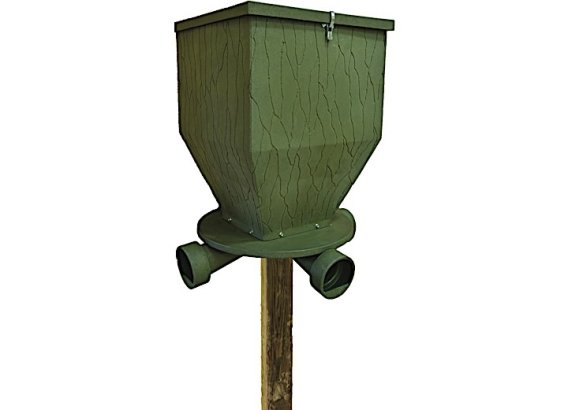 Banks Outdoors Feedbank 300 Gravity Deer Feeder with 300 lbs Capacity and 4 Feed Ports