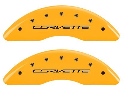 2014-2019 C7 Corvette Yellow Powder Coat Caliper Covers with Corvette Logo