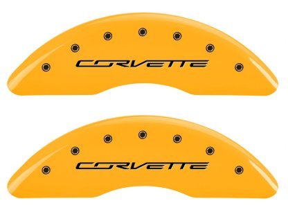 2014-2019 C7 Corvette Caliper Covers with Corvette Logo Yellow Powder Coat