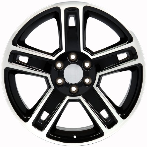Chevy Silverado, GMC Sierra, Chevy Tahoe 22"x9" Replica Black Mach'd Wheel CV74B