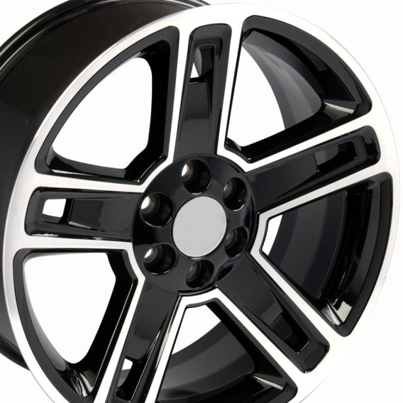 Chevy Silverado, GMC Sierra, Chevy Tahoe 22"x9" Replica Black Mach'd Wheel CV74B