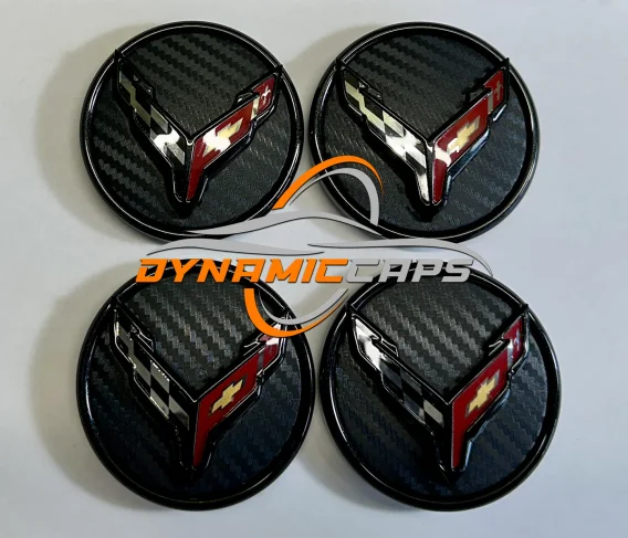 2014 - 2019 C7 Corvette Floating Center Caps (Set of 4) Custom Colors - Show Edition