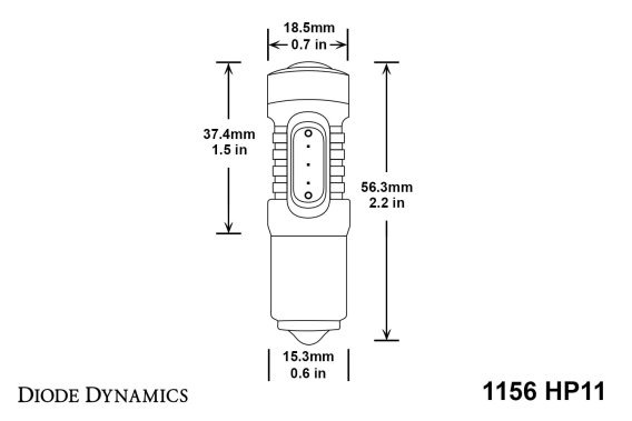 1156 LED Bulb HP11 LED Amber Single Diode Dynamics DD0001S