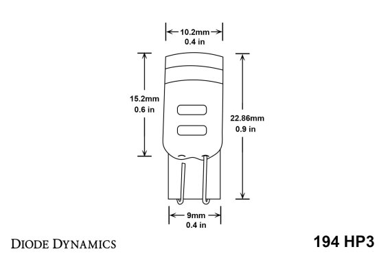 194 LED Bulb HP3 LED Warm White Single Diode Dynamics DD0020S