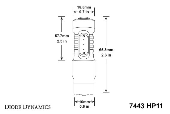 7443 LED Bulb HP11 LED Red Single Diode Dynamics DD0108S