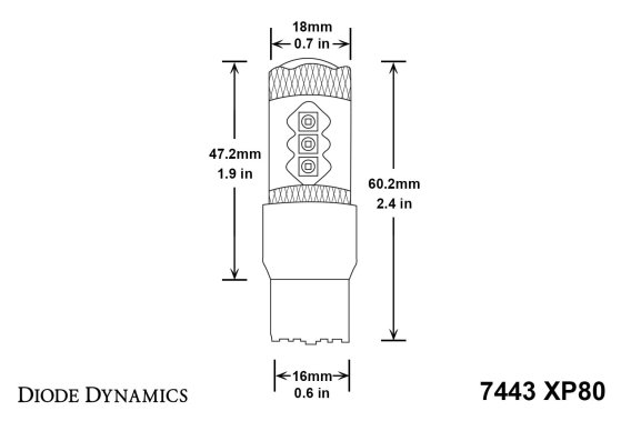 7443 LED Bulb XP80 LED Cool White Single Diode Dynamics DD0116S