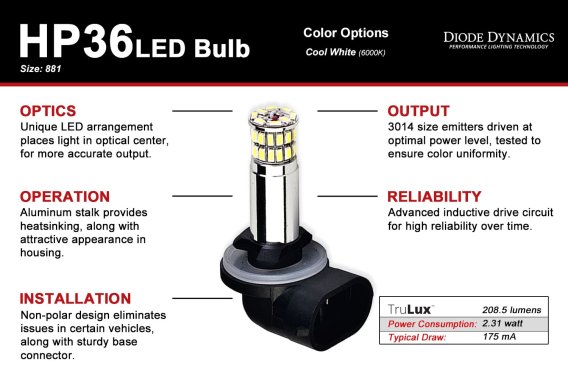 881 HP36 LED Cool White pr Diode Dynamics DD0126P