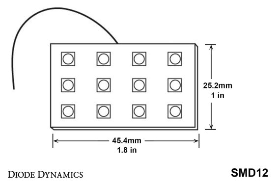 LED Board SMD12 Cool White Single Diode Dynamics DD0150S
