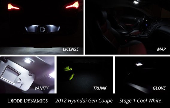 For 2010-2016 Hyundai Genesis Coupe Interior Stage 2 Cool White Diode Dynamics