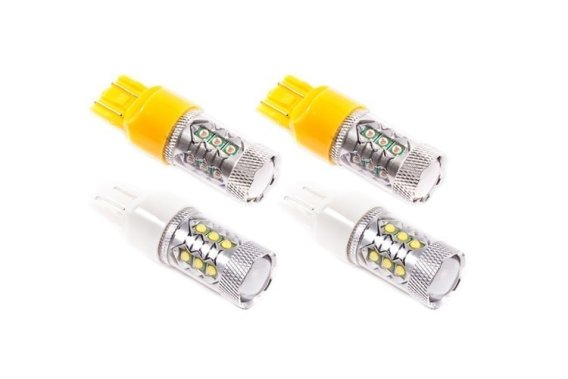 For JL Wrangler Frnt Turn Stage2 7443 LED Bulb XP80 White & Amber Diode Dynamics