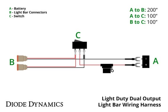 Light Duty Dual Output Light Bar Wiring Harness Diode Dynamics DD4033