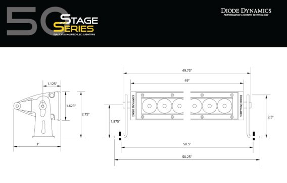 50" LED Light Bar Amber Driving Light Bar Stealth Series Diode Dynamics DD5043