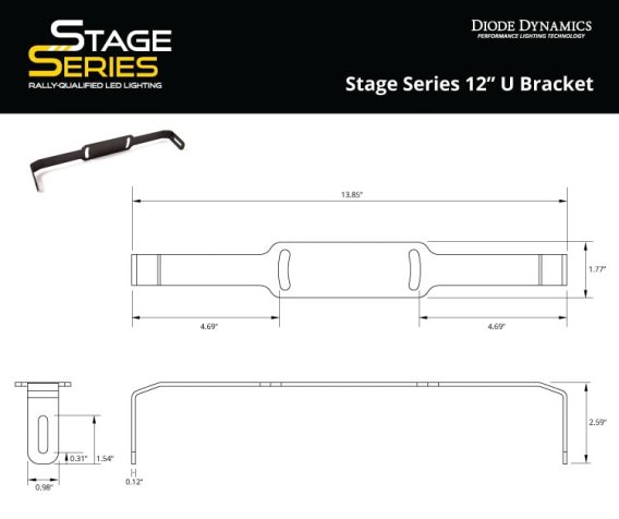 Stage Series 12" U Bracket pr Diode Dynamics DD6002P