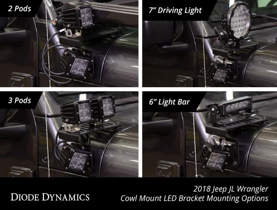For Jeep JL 2018-19 Cowl Bracket Kit Diode Dynamics DD6089