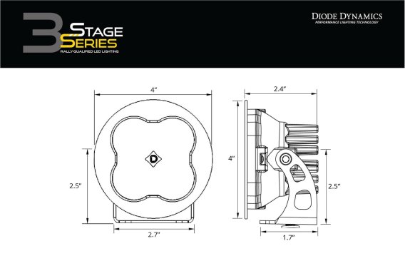 Worklight SS3 Sport Yellow SAE Fog Round pr Diode Dynamics DD6142P