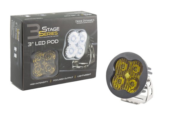 Worklight SS3 Sport Yellow SAE Fog Round Single Diode Dynamics DD6142S